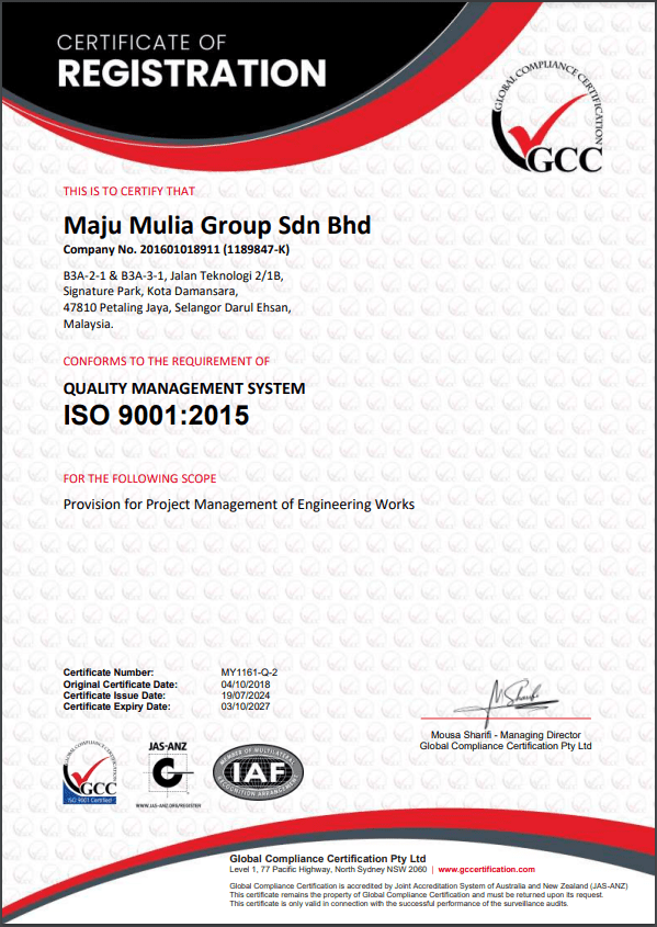 GCC-MY Certificate ISO 9001 - MY1161-Q-2